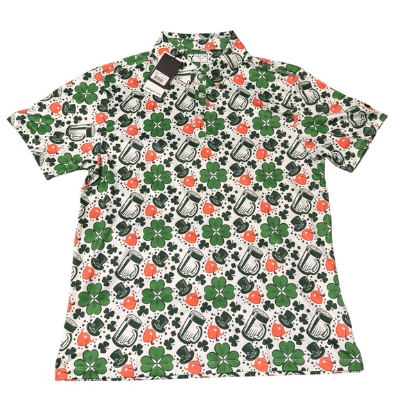 Yatta Golf Other - Yatta Golf Mens Large Leprechaun Luck Polo Shirt St Patricks Day Green Clover